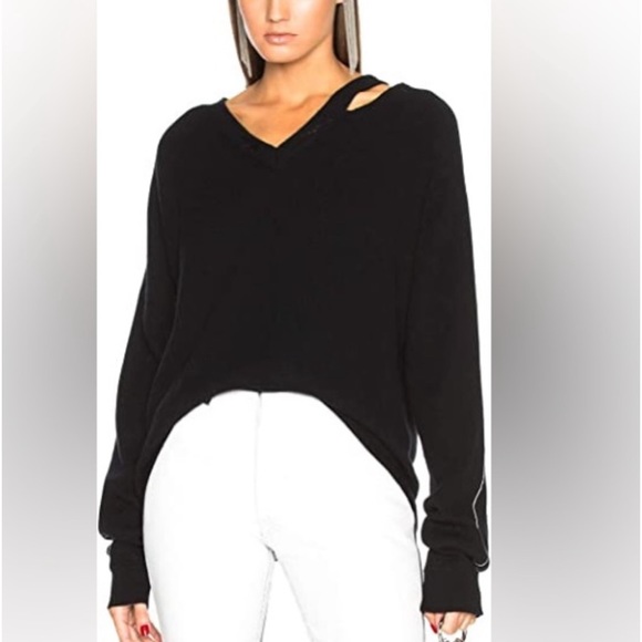 Helmut Lang Sweaters - Helmut Lang slash v neck sweater cotton/ cashmere size large $450 distressed.